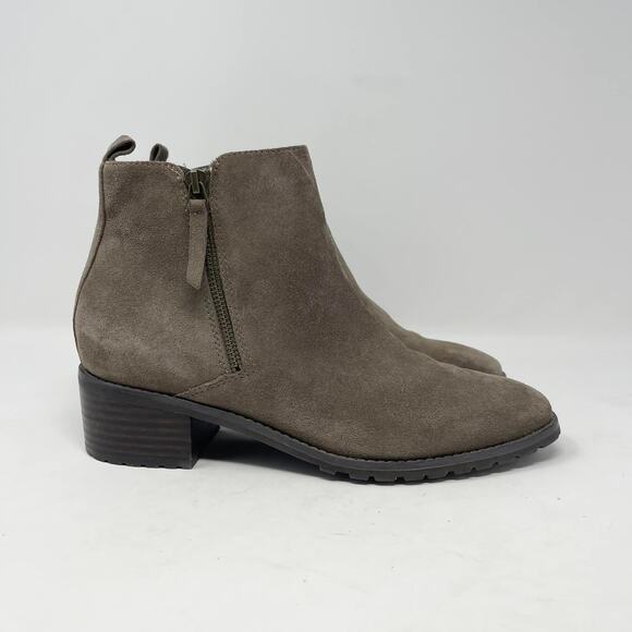 Blondo Dark Taupe Suede Leather Samara Side Zipper Ankle Boot - Picture 2 of 9